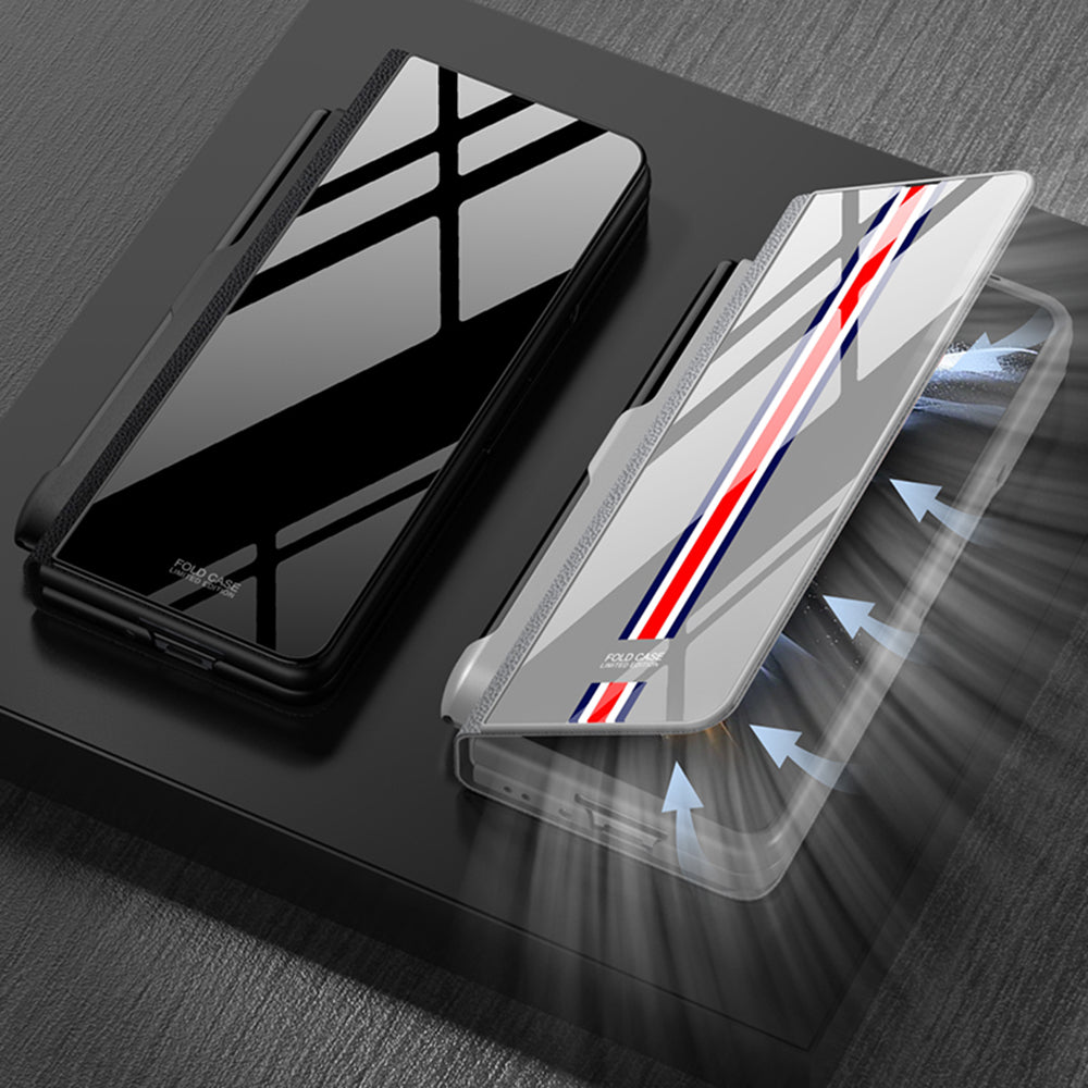 GKK til Samsung Galaxy Z Fold4 5G mønster telefonetui PU læder hærdet glas PC beskyttelsescover med kuglepen GKK til Samsung Galaxy Z Fold4 5G mønster telefonetui PU læder hærdet glas PC beskyttelsescover med kuglepen